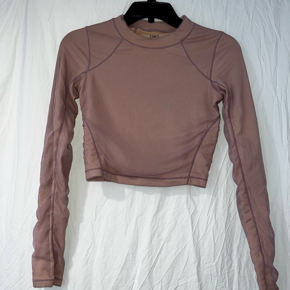 ALO Yoga Dusty Rose Long Sleeve Crop Top